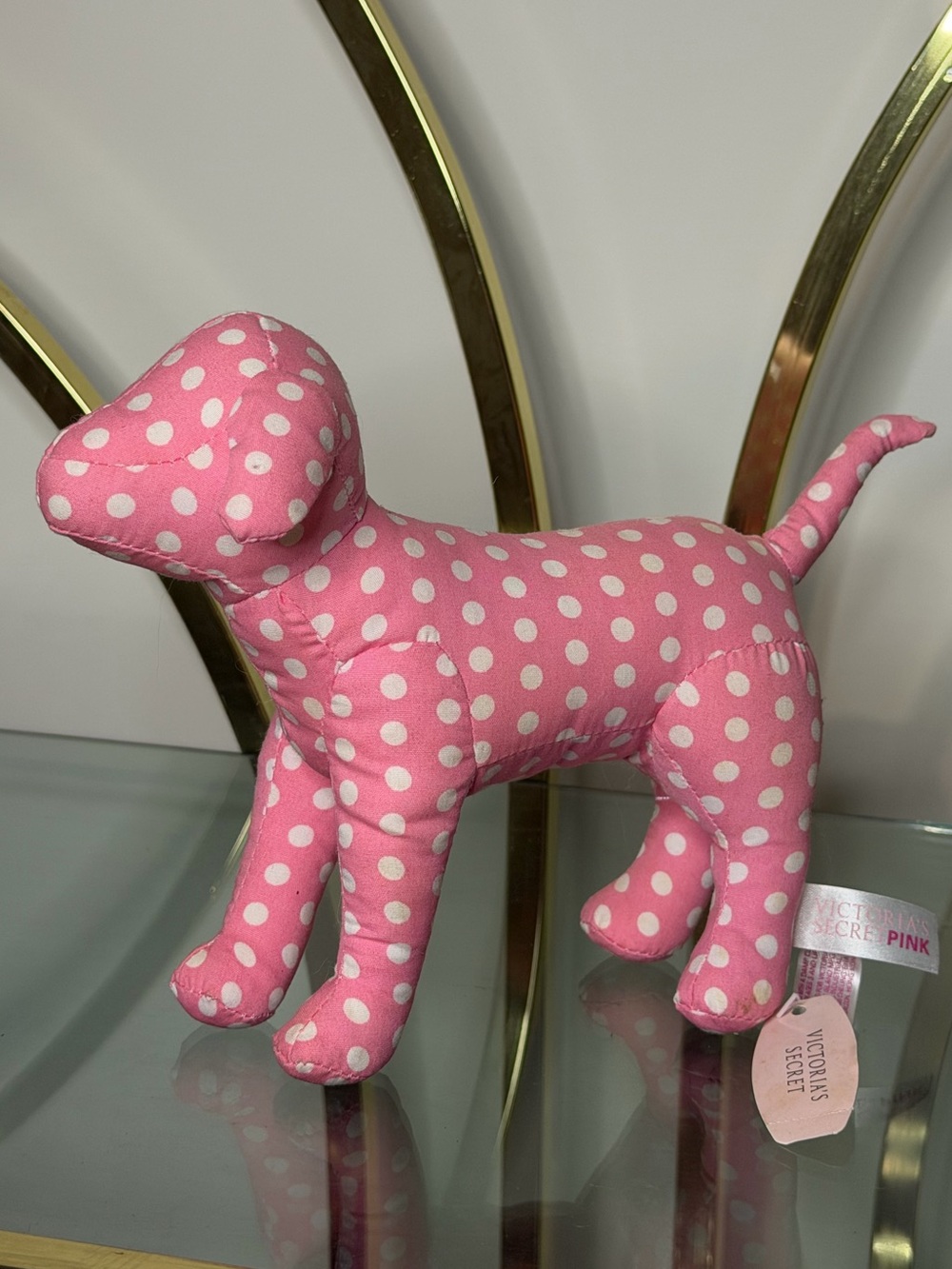 PINK Victoria's Secret Pink Polka Dot Plush Dog NWT